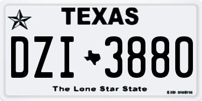 TX license plate DZI3880