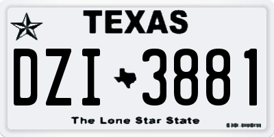 TX license plate DZI3881