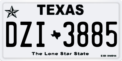 TX license plate DZI3885