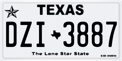 TX license plate DZI3887