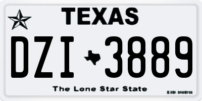 TX license plate DZI3889
