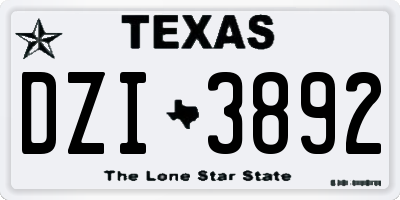 TX license plate DZI3892