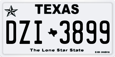TX license plate DZI3899