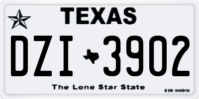TX license plate DZI3902