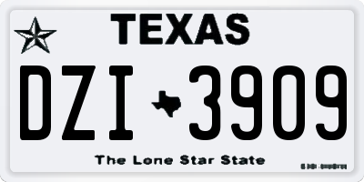 TX license plate DZI3909
