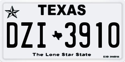 TX license plate DZI3910