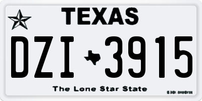 TX license plate DZI3915