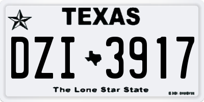 TX license plate DZI3917
