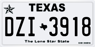 TX license plate DZI3918