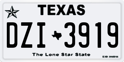 TX license plate DZI3919