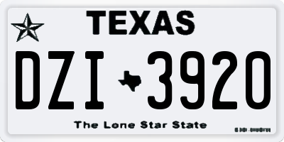 TX license plate DZI3920