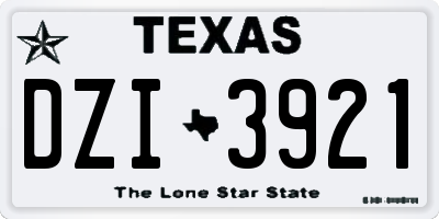 TX license plate DZI3921