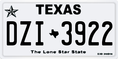 TX license plate DZI3922