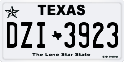 TX license plate DZI3923