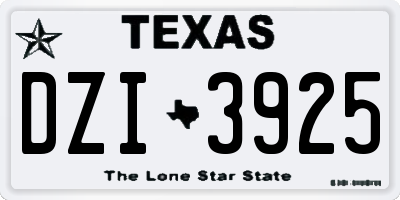 TX license plate DZI3925