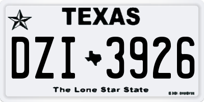 TX license plate DZI3926