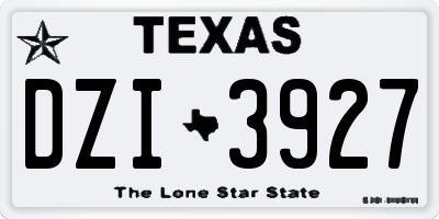 TX license plate DZI3927