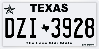 TX license plate DZI3928