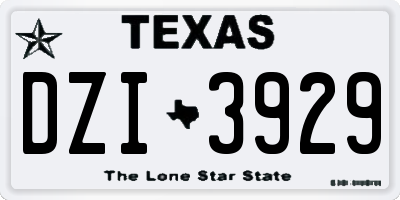 TX license plate DZI3929