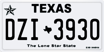 TX license plate DZI3930