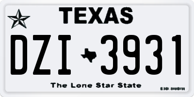 TX license plate DZI3931