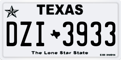 TX license plate DZI3933