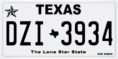 TX license plate DZI3934