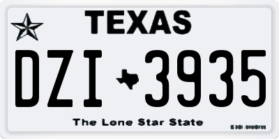 TX license plate DZI3935