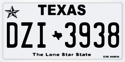 TX license plate DZI3938