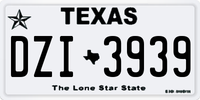 TX license plate DZI3939