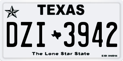 TX license plate DZI3942