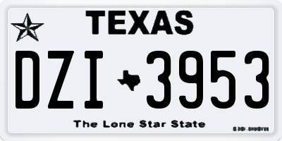 TX license plate DZI3953