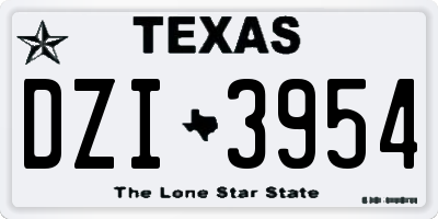 TX license plate DZI3954