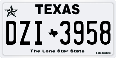 TX license plate DZI3958
