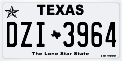 TX license plate DZI3964