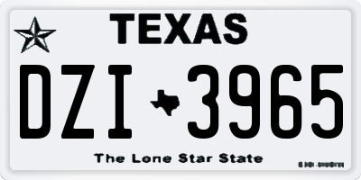 TX license plate DZI3965