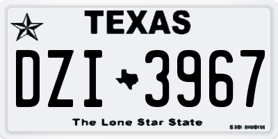 TX license plate DZI3967