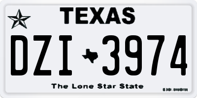 TX license plate DZI3974