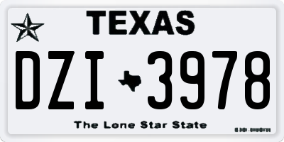 TX license plate DZI3978
