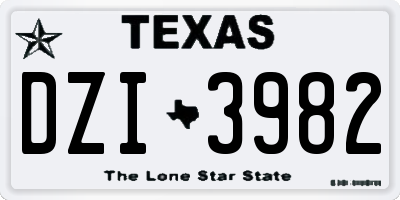 TX license plate DZI3982