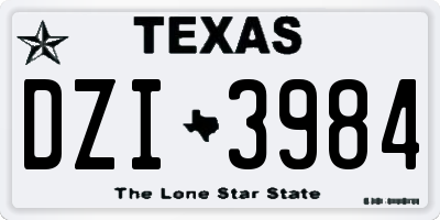 TX license plate DZI3984