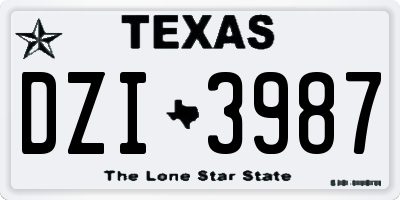 TX license plate DZI3987