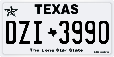 TX license plate DZI3990