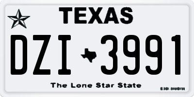 TX license plate DZI3991