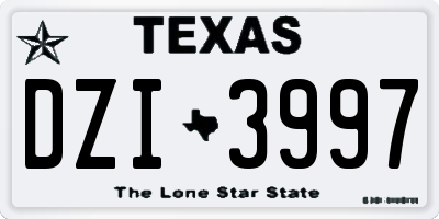 TX license plate DZI3997
