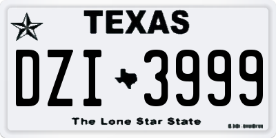 TX license plate DZI3999
