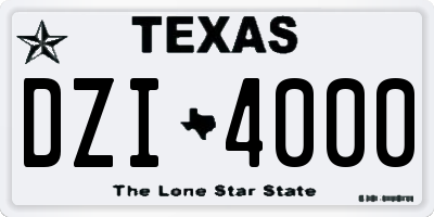 TX license plate DZI4000