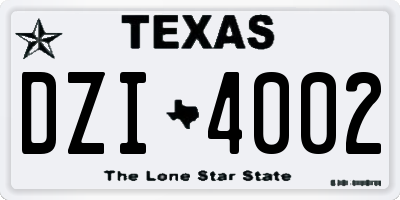 TX license plate DZI4002