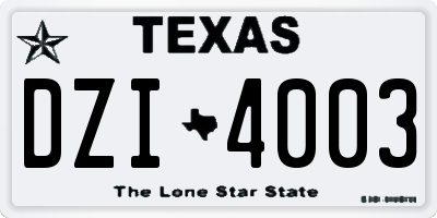 TX license plate DZI4003