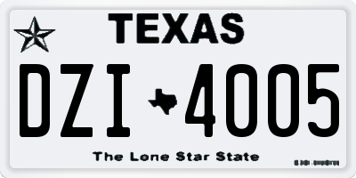 TX license plate DZI4005